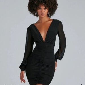 Elegant Black Long Sleeve Dress